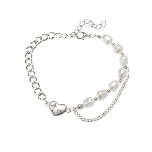 Titanium Bracelet with Chain and Pearl accents
